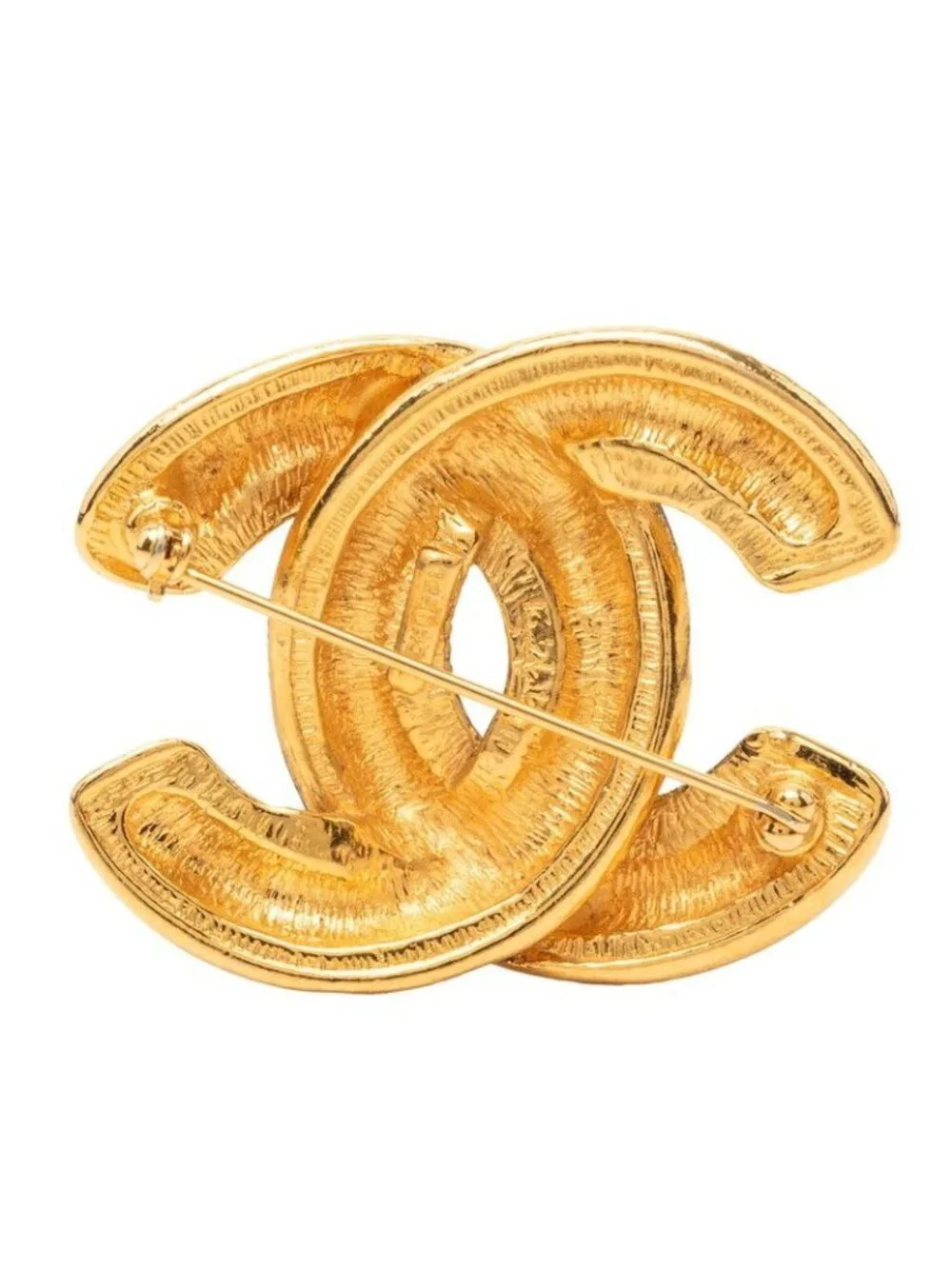 Chanel CC Logo Vintage Brooch Gold Plated