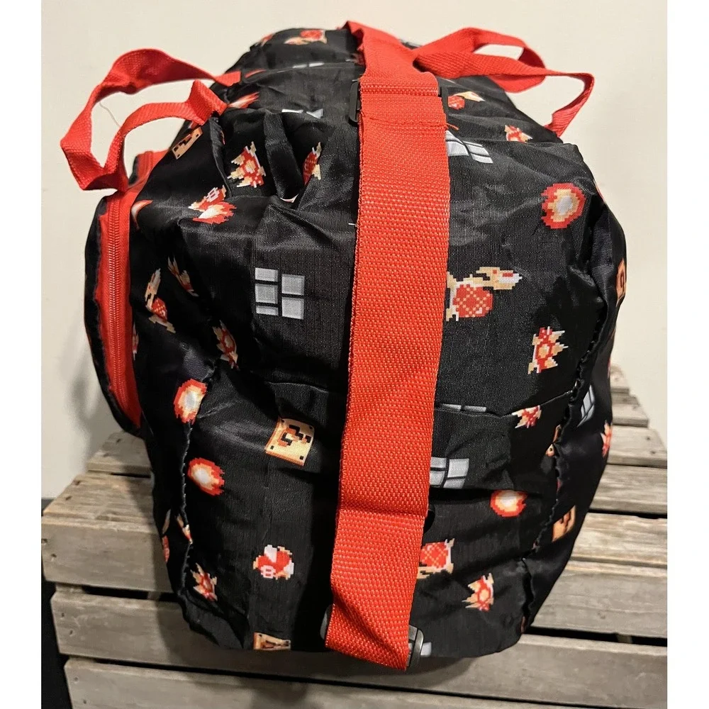 Nintendo Super Mario Bros Duffel Bag Travel Gym Black Red‎ CultureFly Shoulder