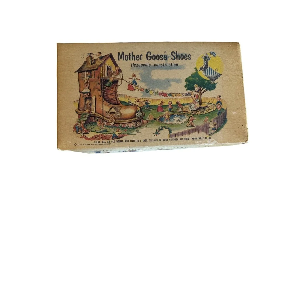 Vintage Mother Goose Shoes Black‎ Leather Mary Janes Size 6 Original Box