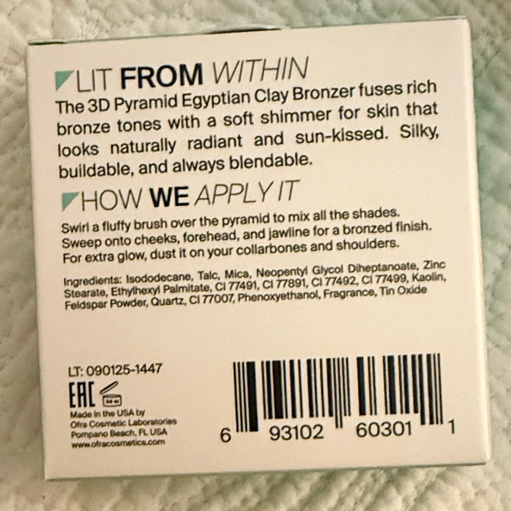 Ofra Cosmetics 3D Pyramid -‎ Egyptian Clay Bronzer, 7g Full Sized, New in Box