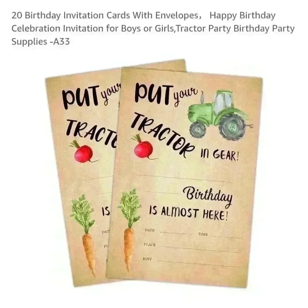 Tractor‎ birthday invitations