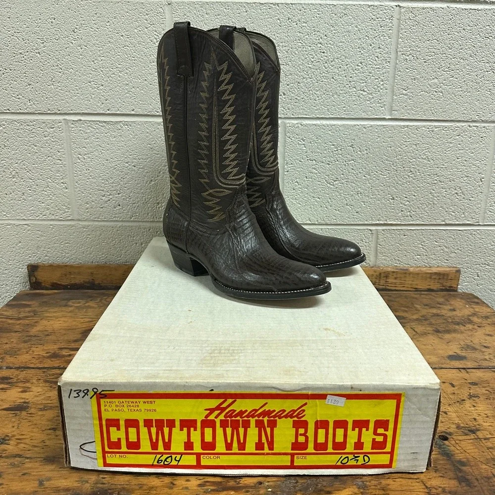 New Cowtown‎ Boots Handmade Western Boots Mens Size 10.5D Brown Leather