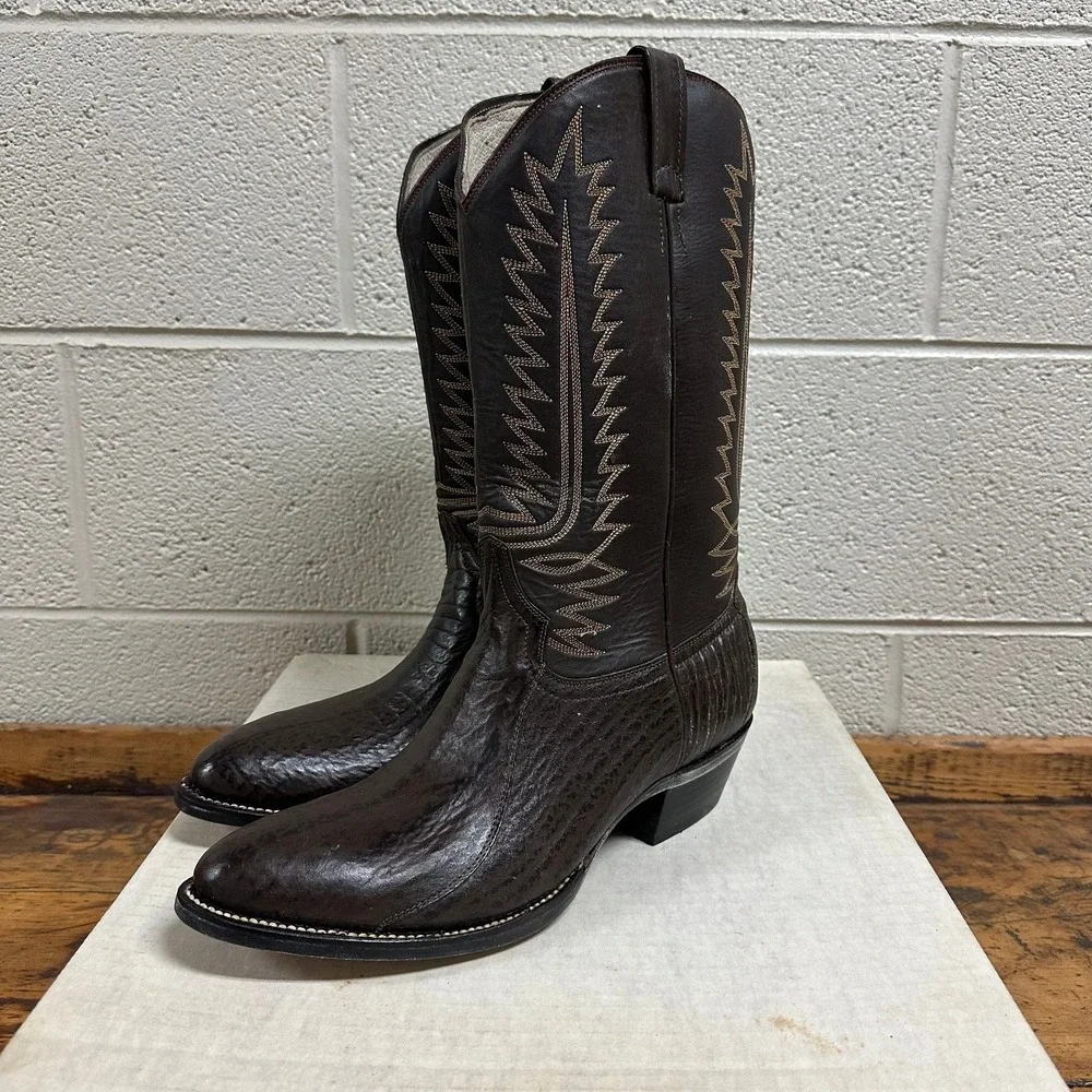 New Cowtown‎ Boots Handmade Western Boots Mens Size 10.5D Brown Leather