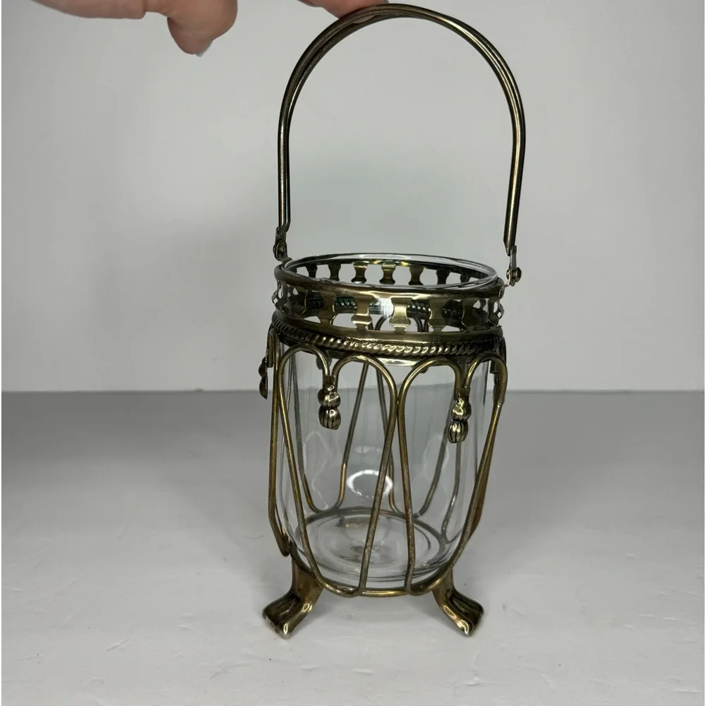 Davco Silver Vintage Victorian Style Lantern Hand Forged Metal‎ and Glass Vase