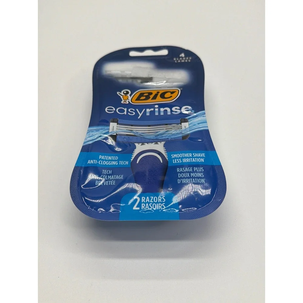 BIC EasyRinse Mens Disposable Razors 4 Flexible Blades 2 Count Blue‎ S4FLMP2