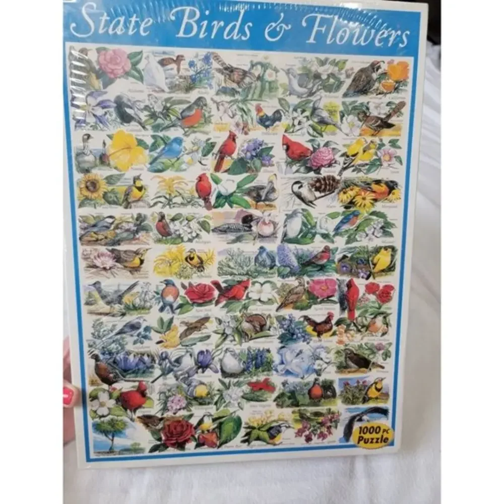 NEW White Mountain Puzzles State Birds and Flowers - 1000 Piece‎ Jigsaw Puzzle
