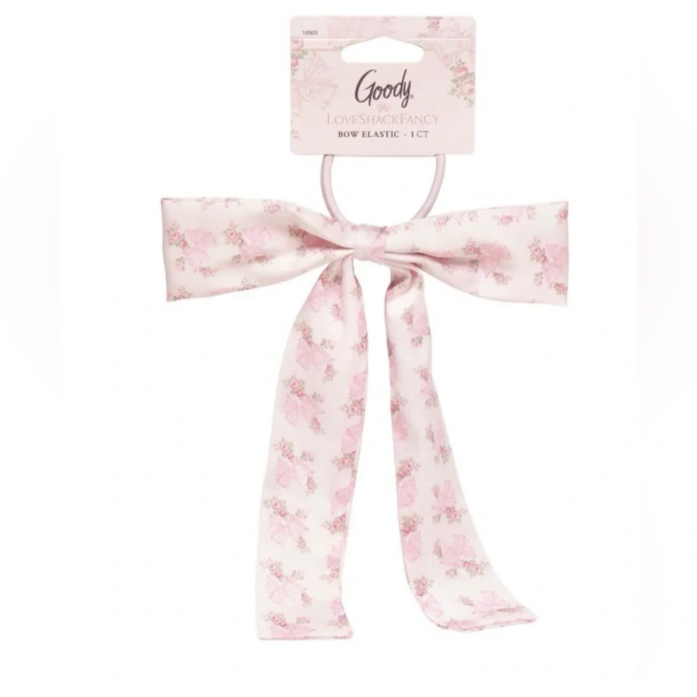 LoveShackFancy Pink Floral Bow Hair Elastic