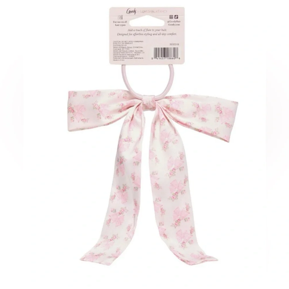 LoveShackFancy Pink Floral Bow Hair Elastic