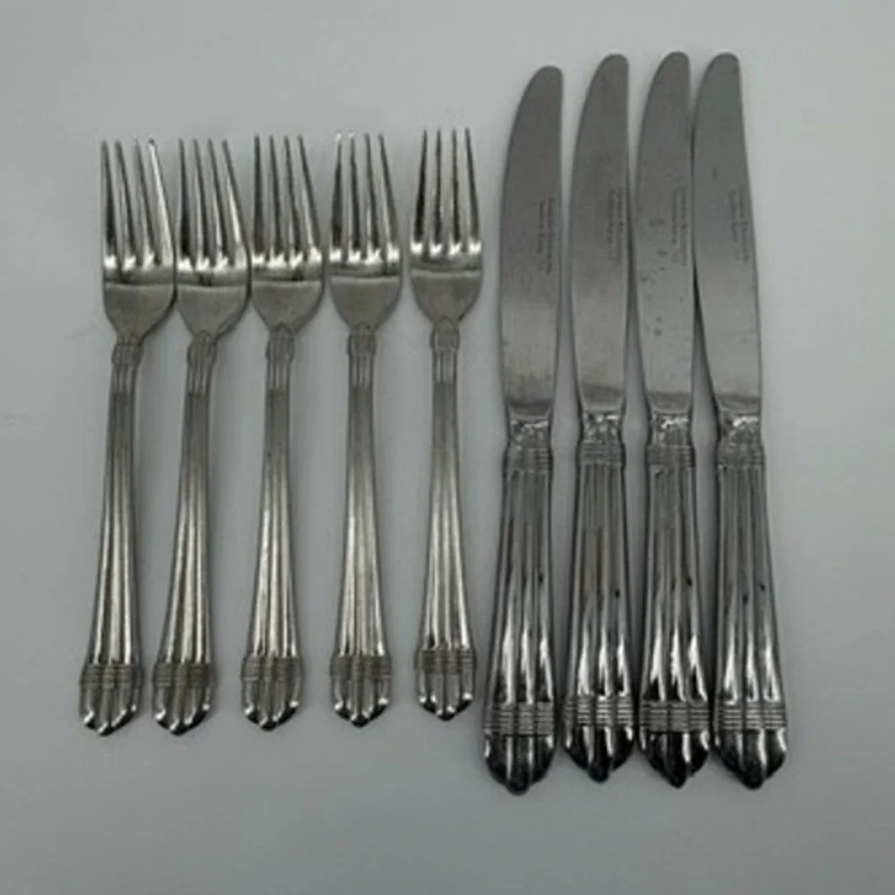 Odyssey Hampton Silversmiths‎ 715 Stainless Flatware Set 5 Forks 4 Knives Korea
