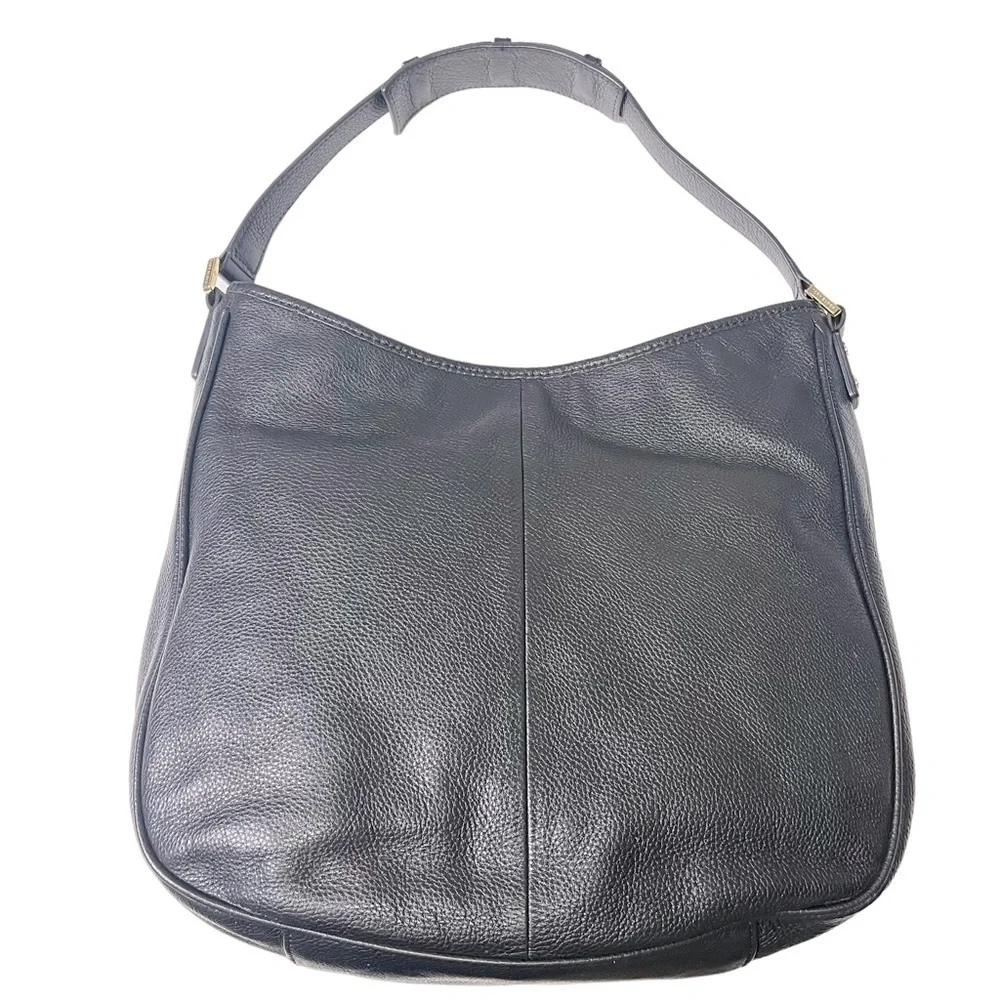 Tory Burch Black Pebble Leather Amanda Flat‎ Hobo Bag