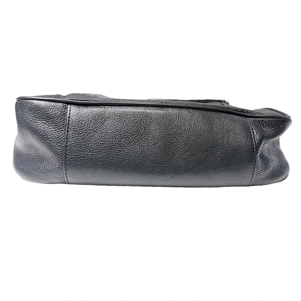 Tory Burch Black Pebble Leather Amanda Flat‎ Hobo Bag