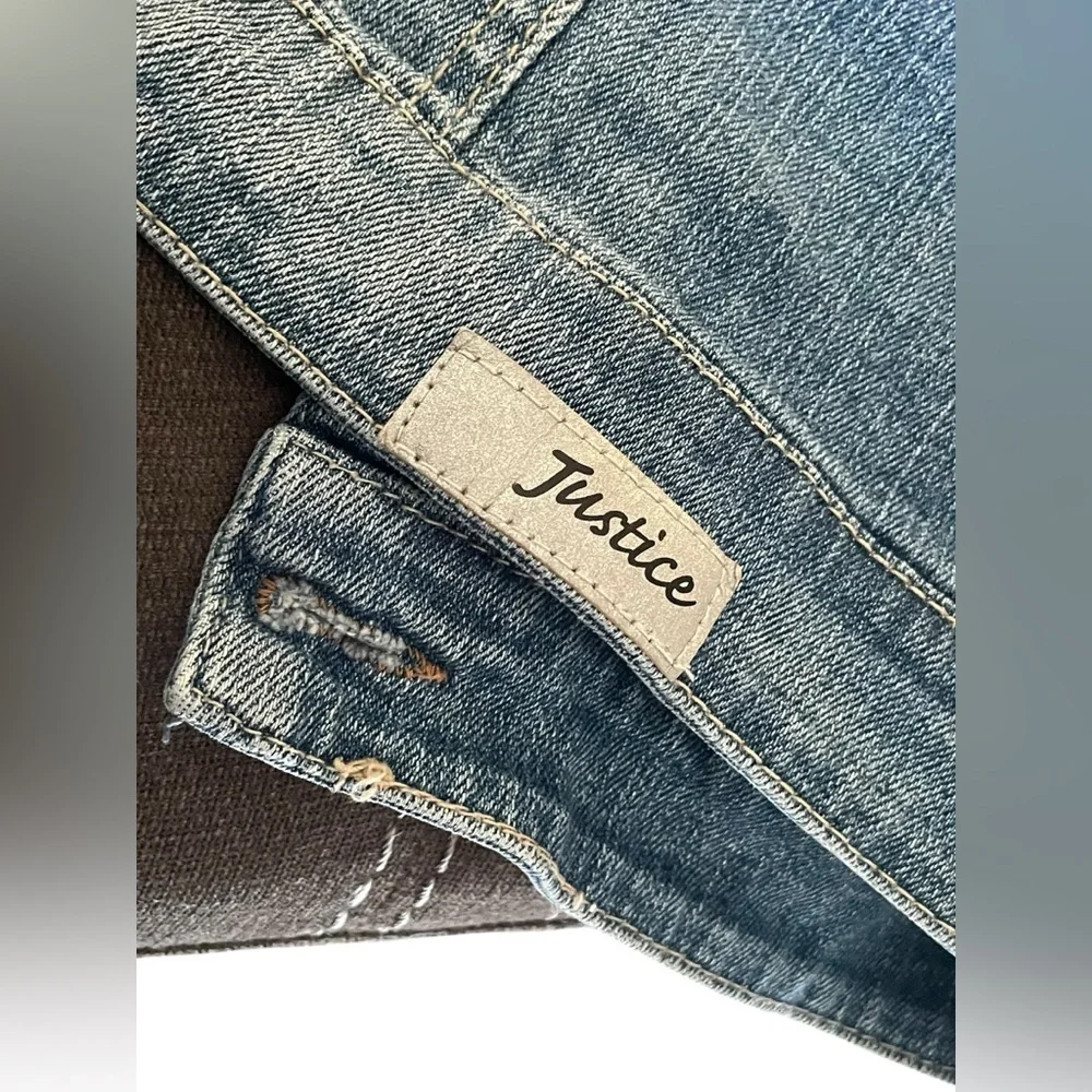 Justice Vest Denim Jean Embellished Bling Sleeveless Jacket Distressed Kid 10/12