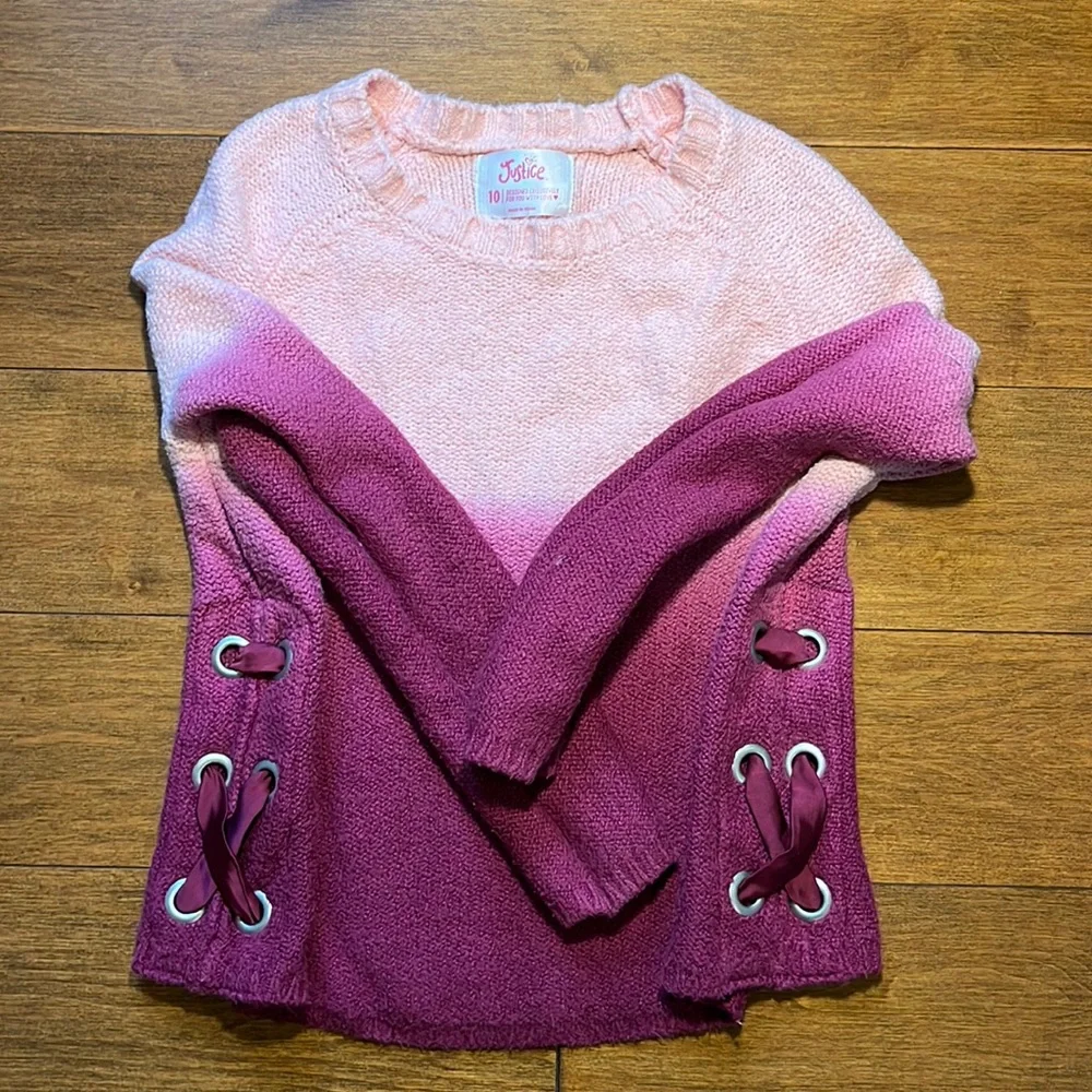 JUSTICE Girl’s Pink Ombré Sweater Size 10
