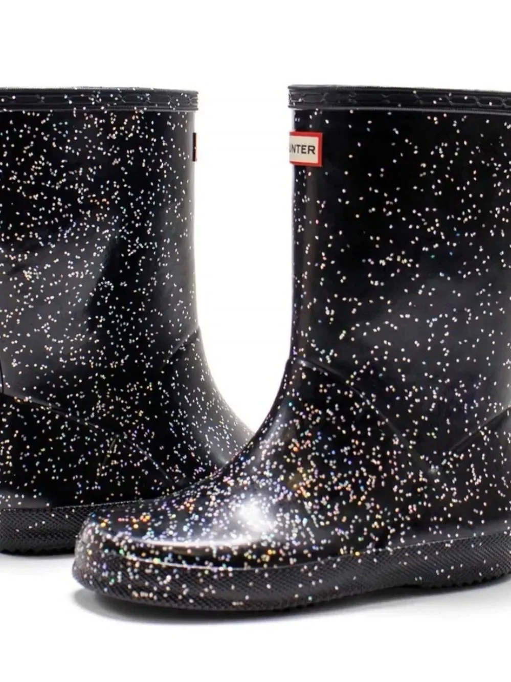 Hunter Black Glitter Rain Boots Sz 11 (UK 9)
