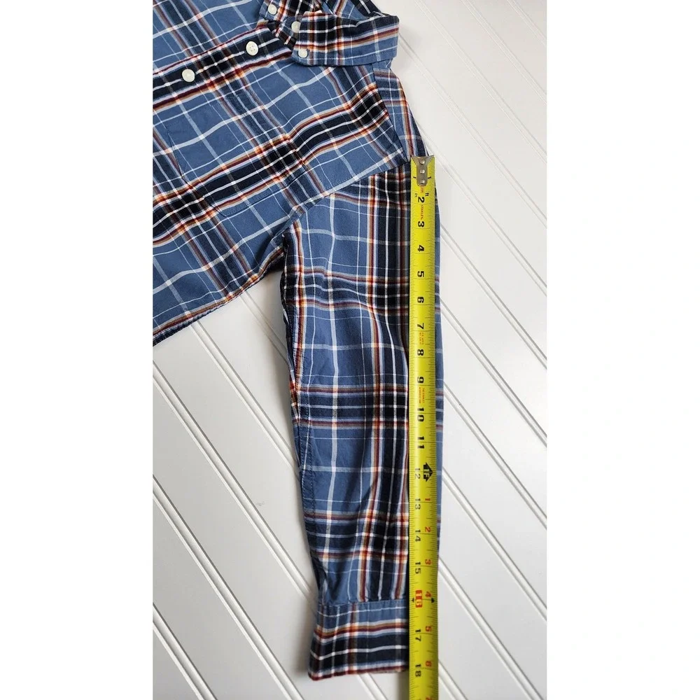 Gymboree Kids Plaid‎ Button Down Shirt Long Sleeve Blue Orange White Size M 7-8