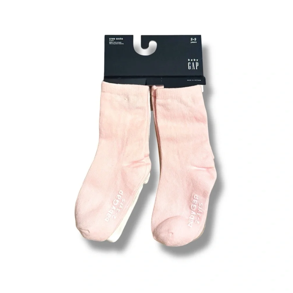 GAP NWT Baby Girls Crew Socks 4-Pack Size 2-3 Years Pink Beige White‎