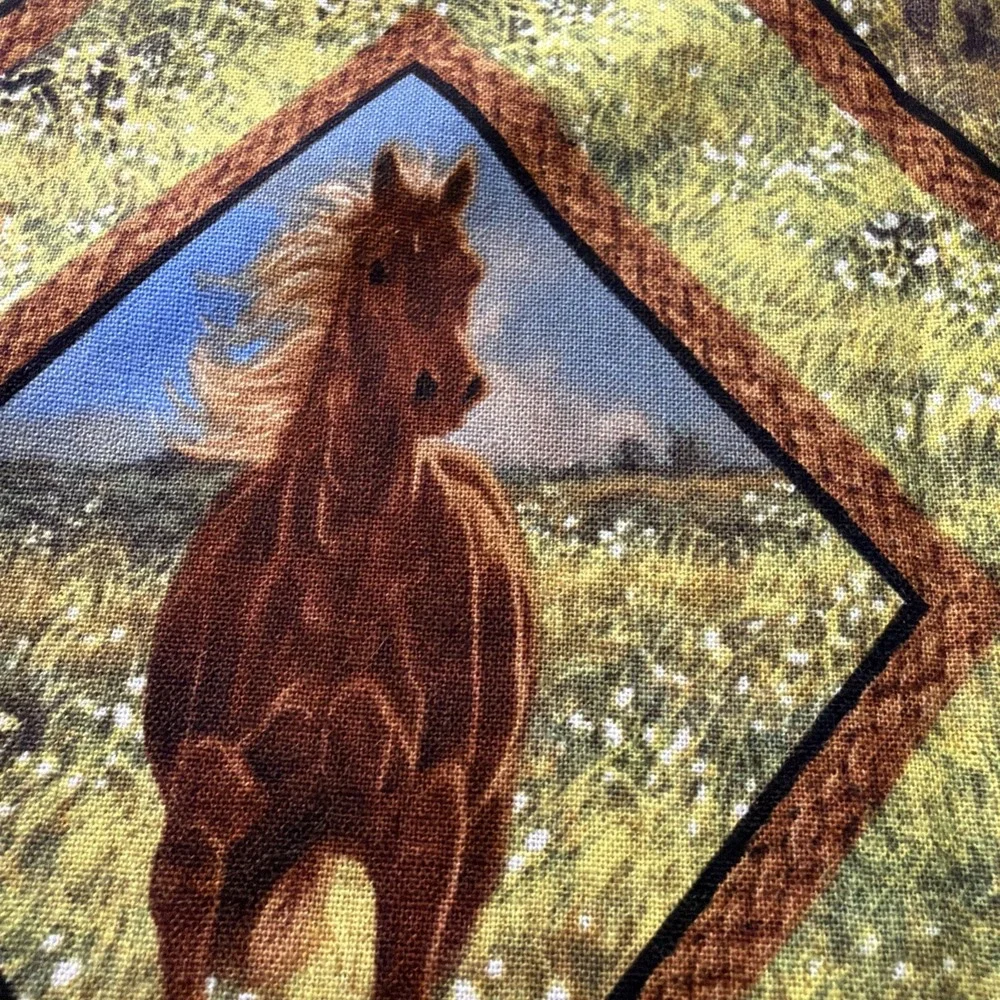Wild Wings Horse Fabric Chris Cummings Remnant Approx .5 Yard