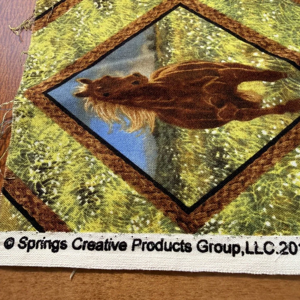 Wild Wings Horse Fabric Chris Cummings Remnant Approx .5 Yard