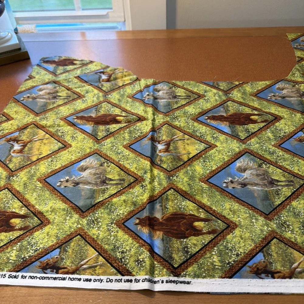 Wild Wings Horse Fabric Chris Cummings Remnant Approx .5 Yard