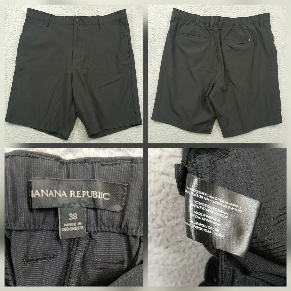 Banana Republic Flat Front‎ Stretch Shorts Mens 38 Black Casual