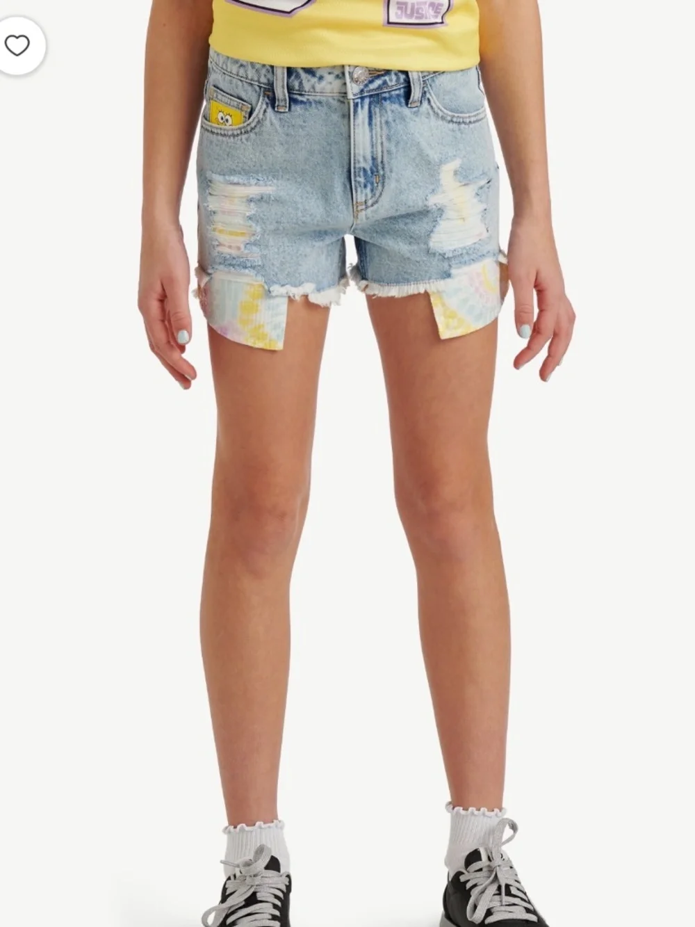 SpongeBob Girls Justice Light Wash Blue Denim Sequin Shorts Size 6 NWT