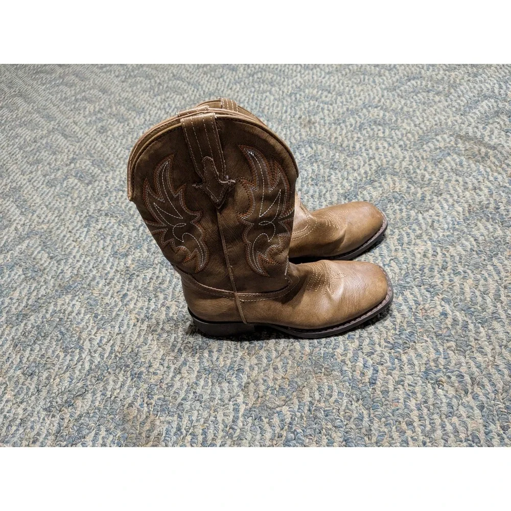 Silver Canyon Little Kid Tan Western Cowboy Boots Square Toe Size 3 018-1237-001