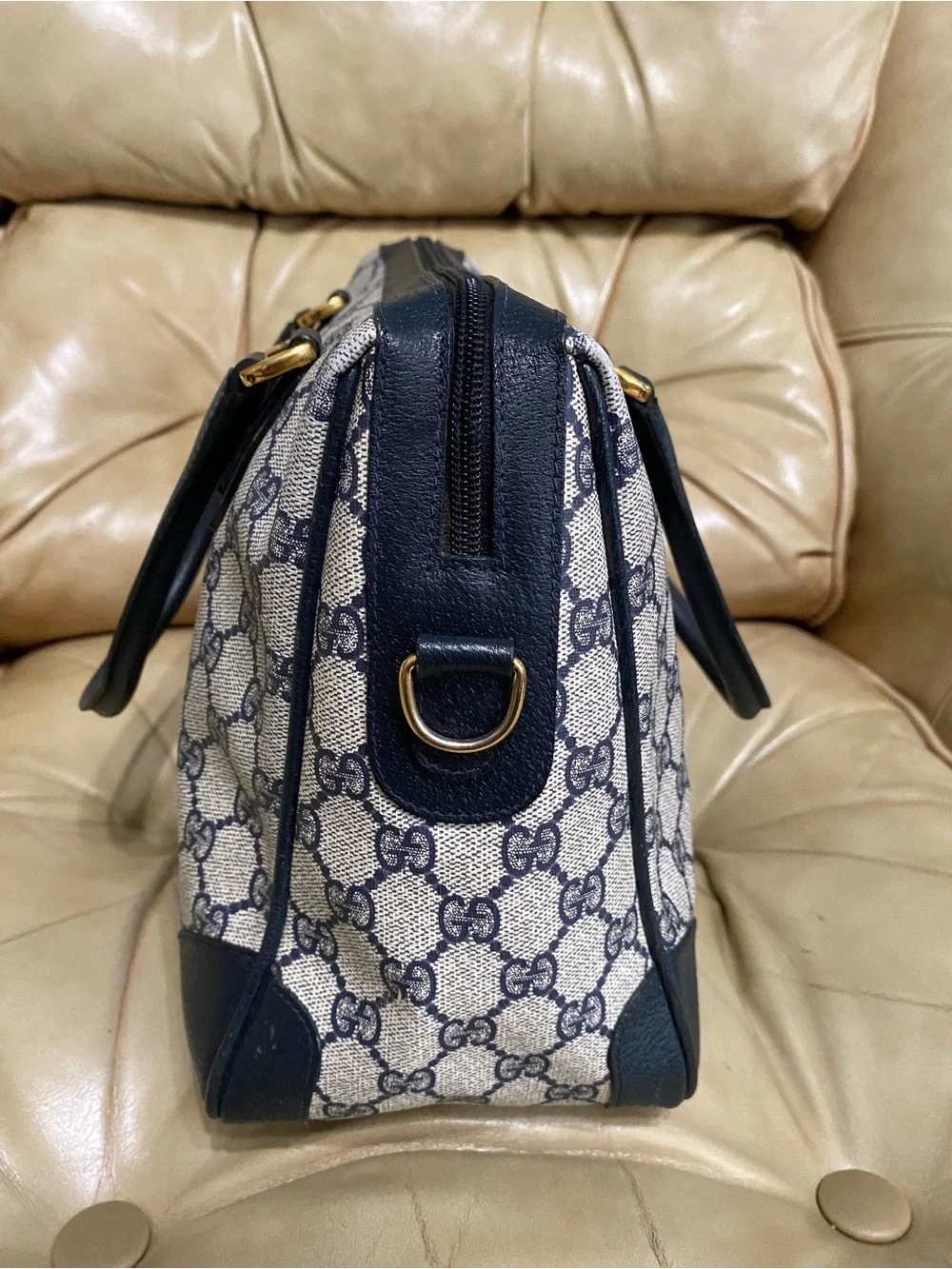 LKNW Vintage Gucci Large Satchel Bag GG Monogram Authentic Business Tote COA