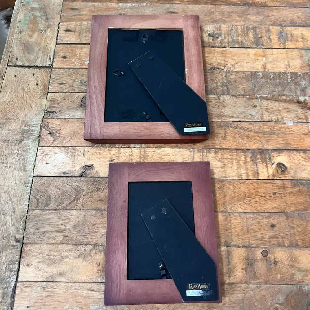 Rare Woods Picture Frames Set of 2 Portrait Free Standing Brown Wood