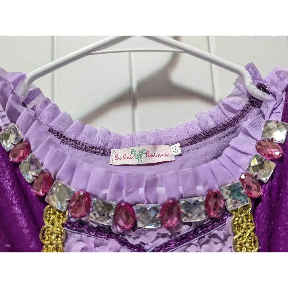 Rapunzel Halloween Costume Girls Size 8-10 Purple Princess Dress Butterfly's
