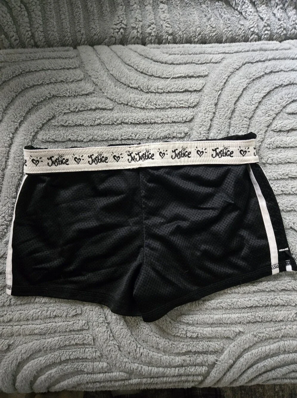 4 For $24 Justice GirlBlack Athletic Shorts with Fold Down Logo Band Size 8