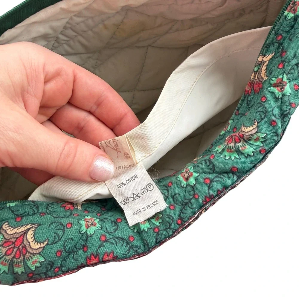 Vintage 90s Souleiado Cosmetic Bag Women  Quilted Floral Provencal Made InFrance