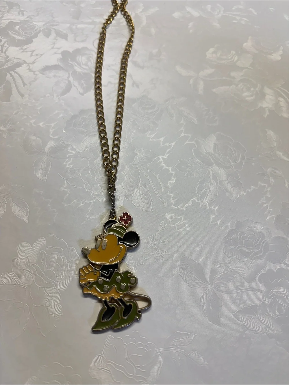 Cute Minnie Mouse Enamel Pendant Necklace - Yellow, Green