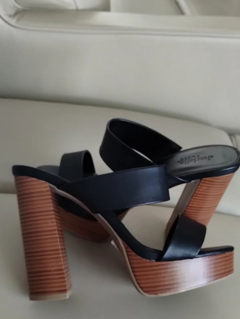 Charlotte Russe Black Strappy Platform Block Heels size 9
