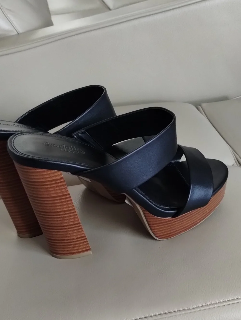 Charlotte Russe Black Strappy Platform Block Heels size 9