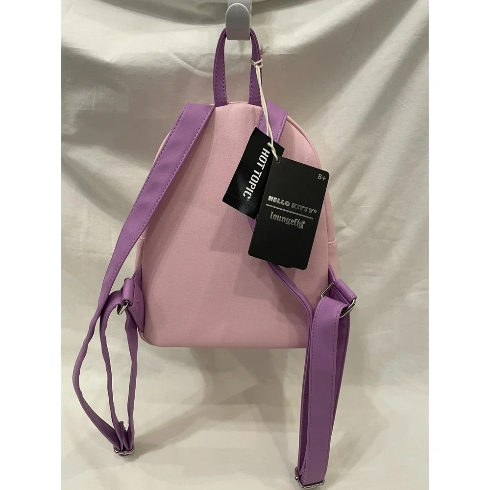 Sanrio Loungefly Cute Hello Kitty Pink Stripe Backpack Boba NWT Summer Bag Purse
