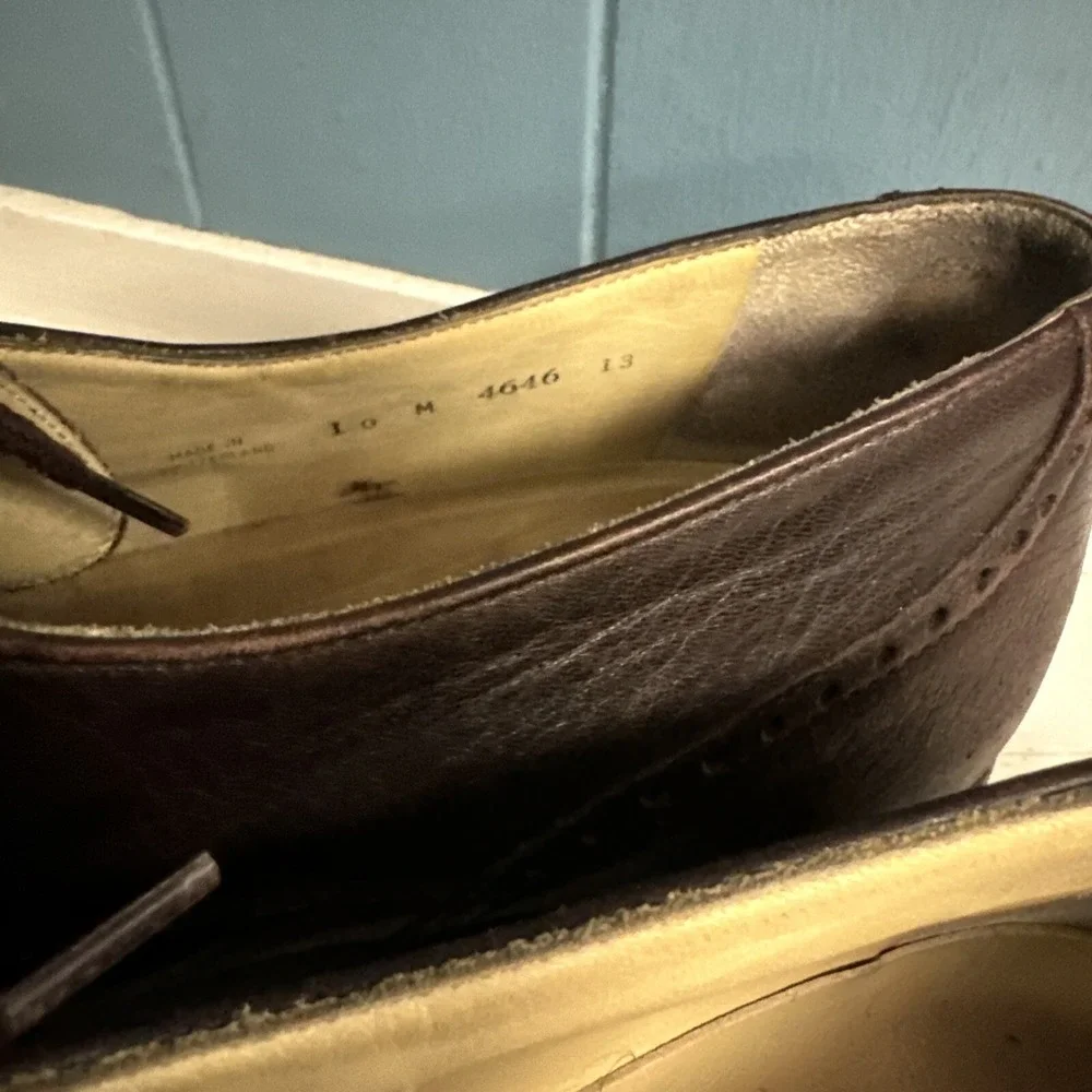 Vtg BALLY of Switzerland Leather Dress Burgundy Wingtip Oxford Shoes Men's 10‎