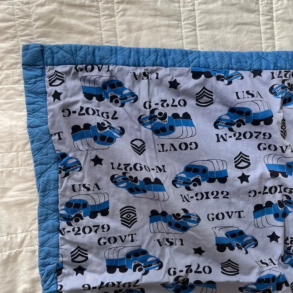 military army print‎ blue Baby quilt