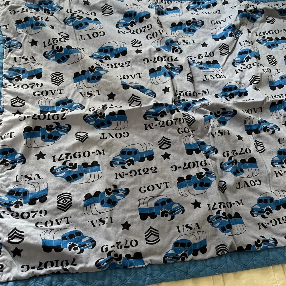 military army print‎ blue Baby quilt
