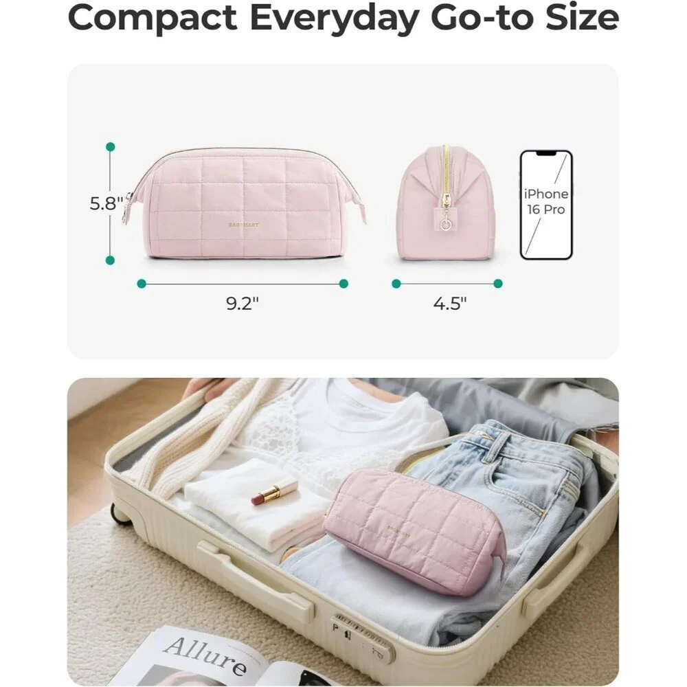 Travel Toiletry Bag, Puffy Padded Make Up Bags for Women Makeup Organizer Case,