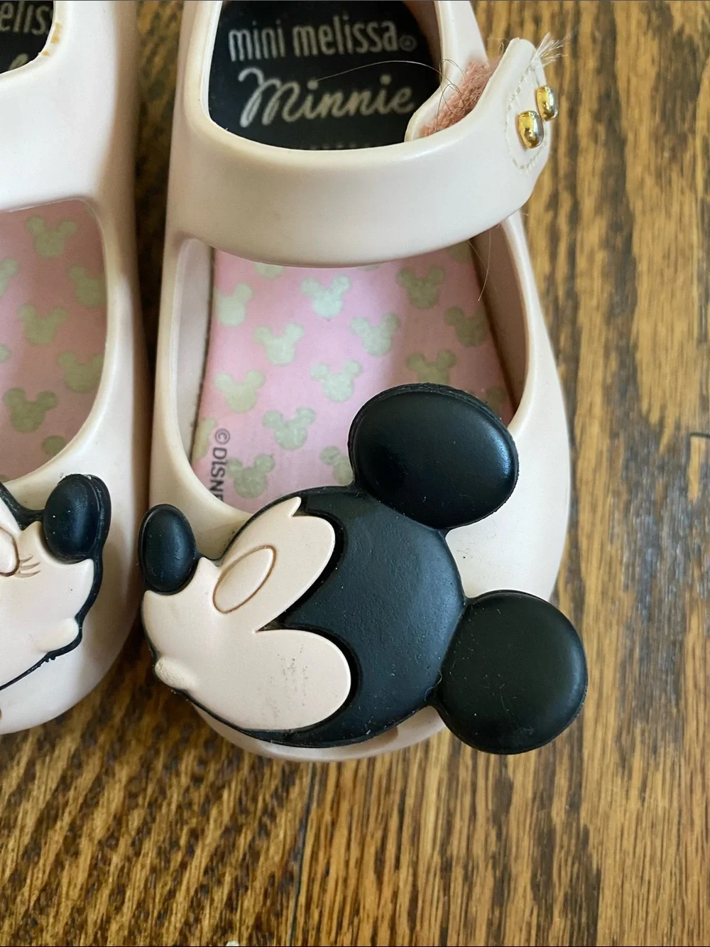 Mini Melissa Pink Mickey & Minnie Mary Jane Shoes, size baby/toddler 5.