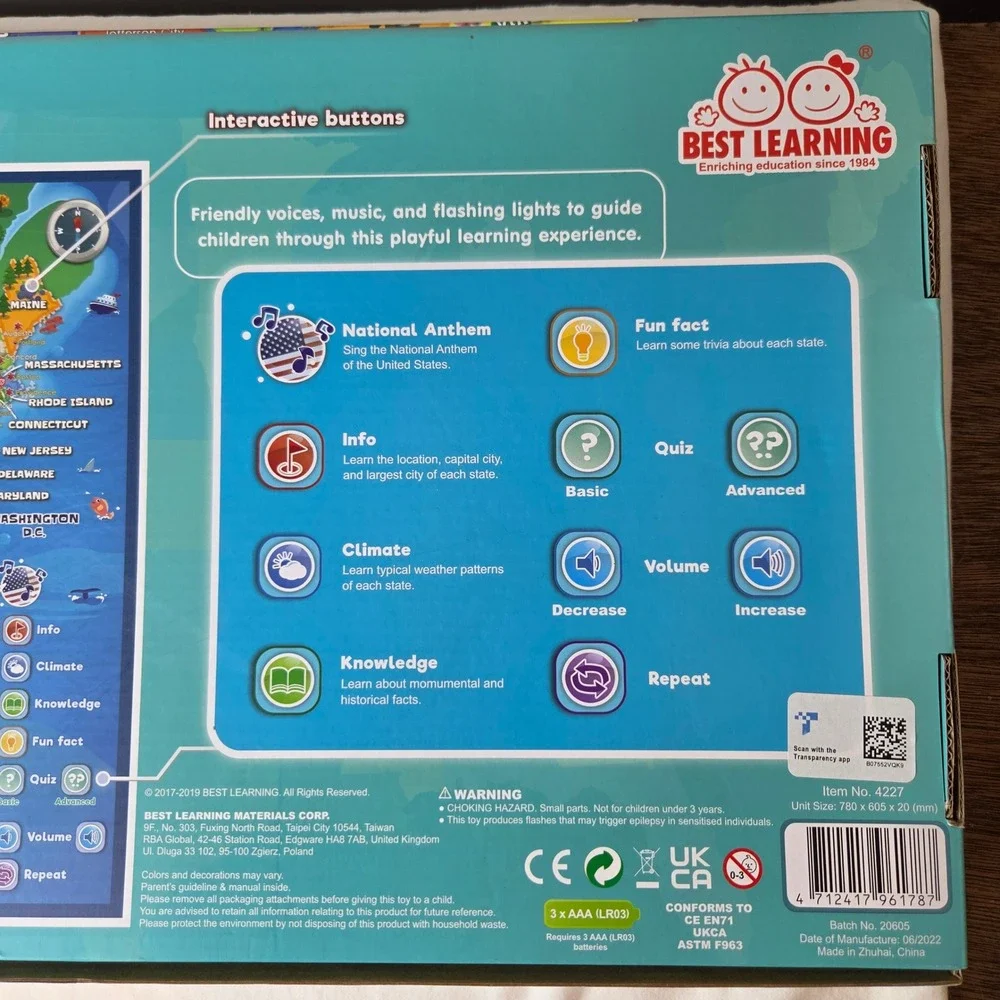 Best Learning My USA Interactive Map i-Poster Talking Educational Wall Toy 4227