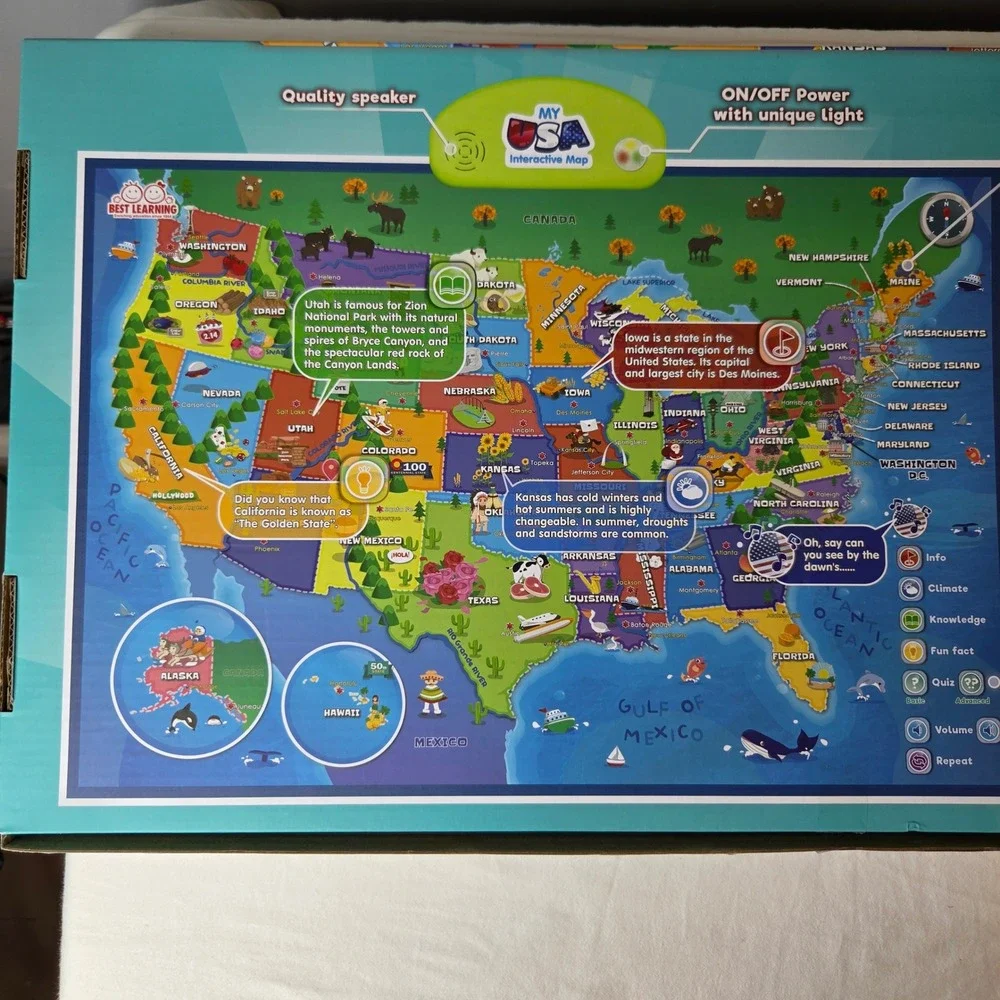 Best Learning My USA Interactive Map i-Poster Talking Educational Wall Toy 4227