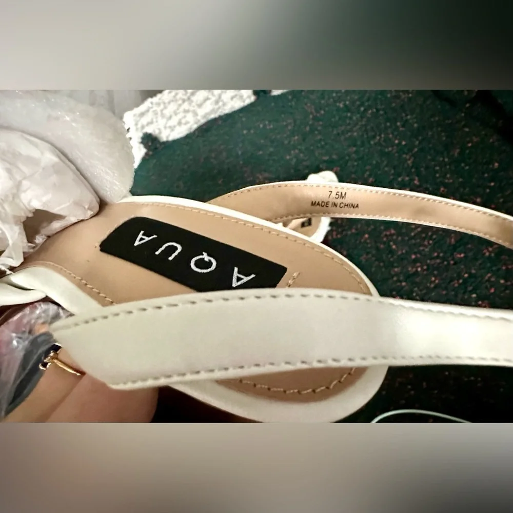 RARE AQUA Lory Platform High Heel Sandals White Brown NWT 7.5