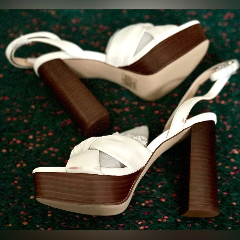 RARE AQUA Lory Platform High Heel Sandals White Brown NWT 7.5