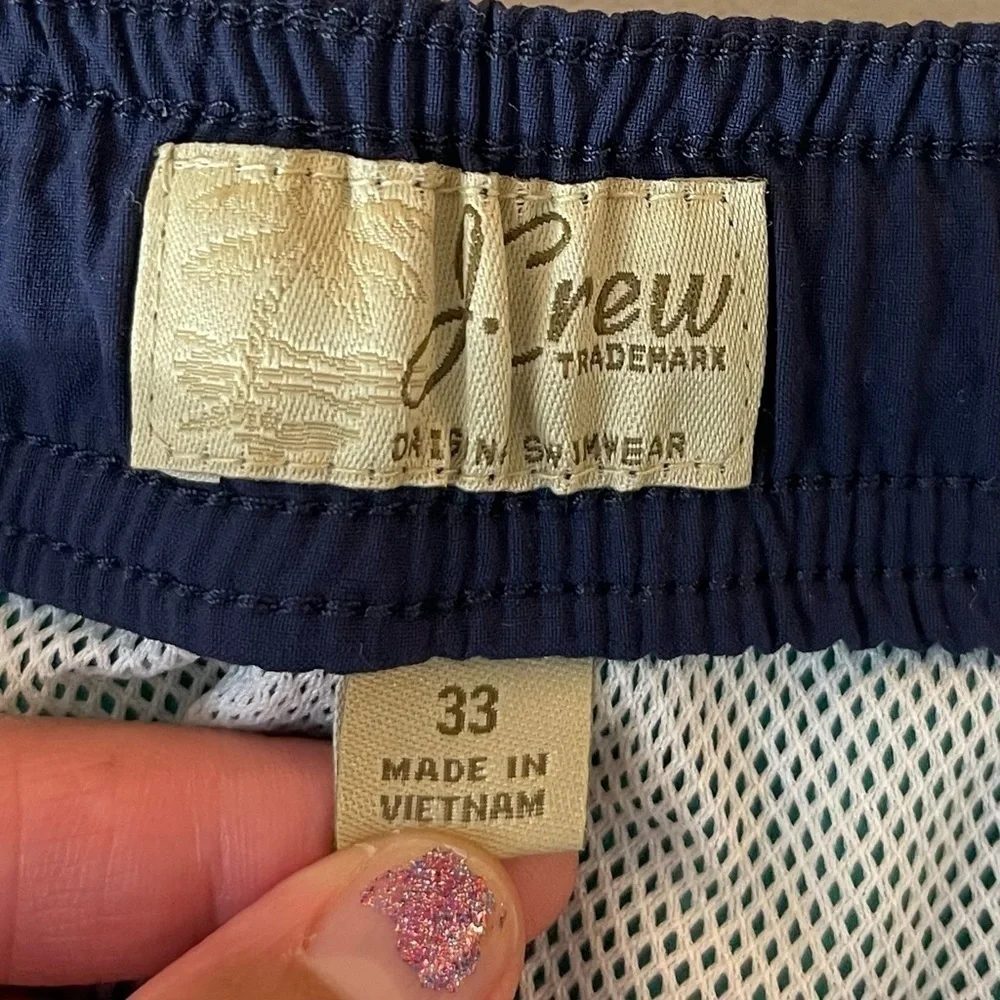 J. Crew Hi-Rise Men Swim Trunk Size 33 Blue Pockets