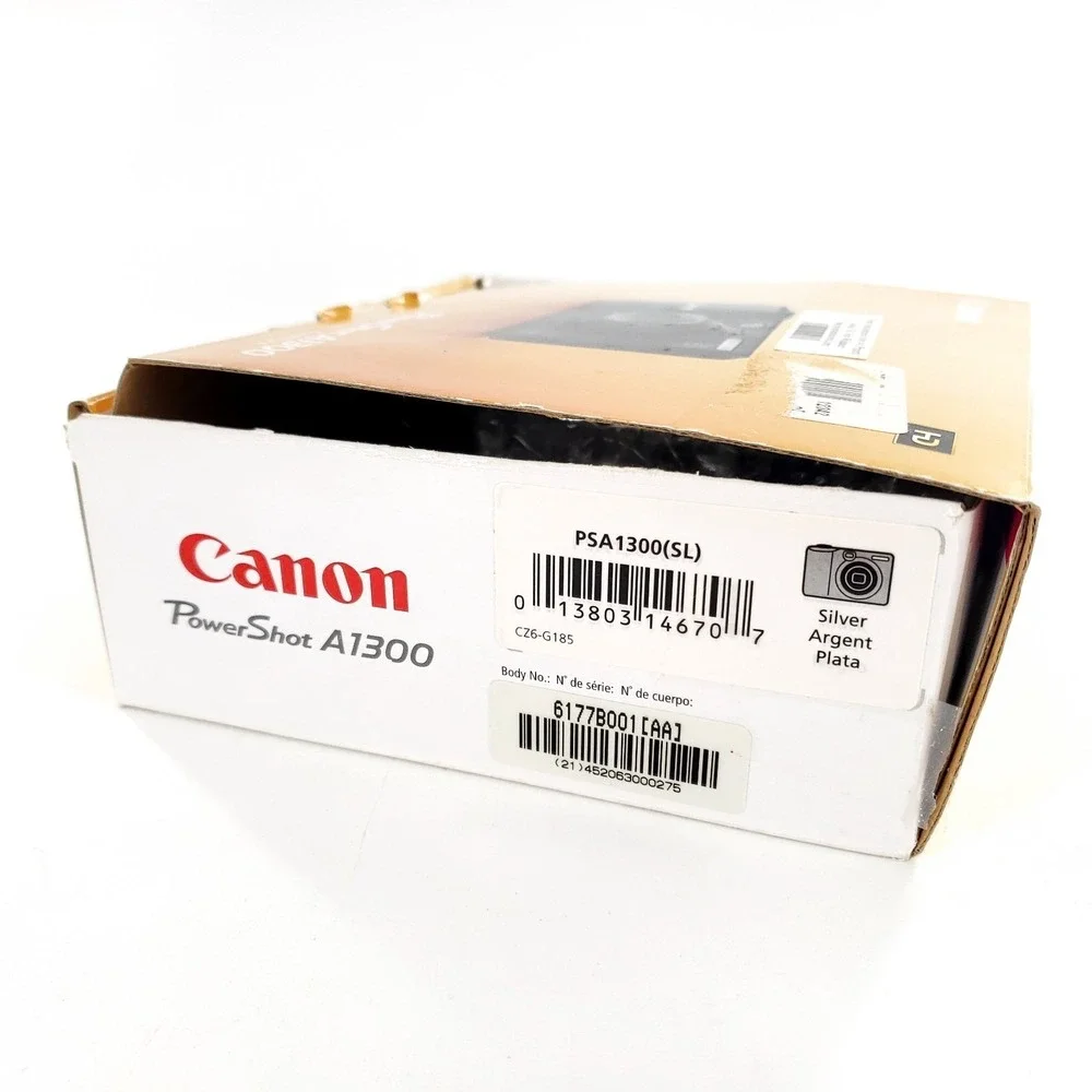 Canon PowerShot A1300 16.0MP Digital Camera Silver w/ Memory Card & Box Tested