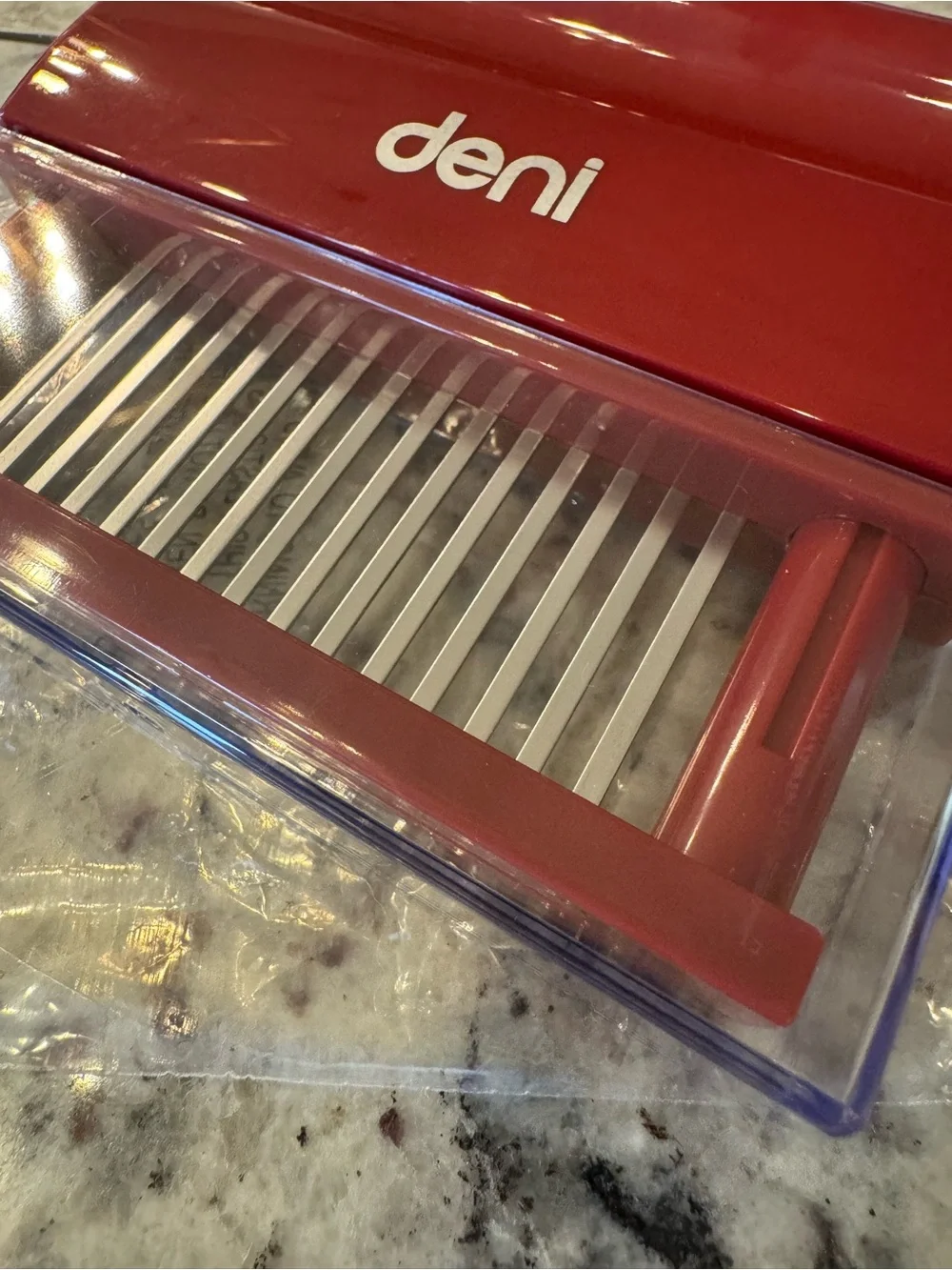 Red Deni Cutter Food Slicer with Clear Guard QVC