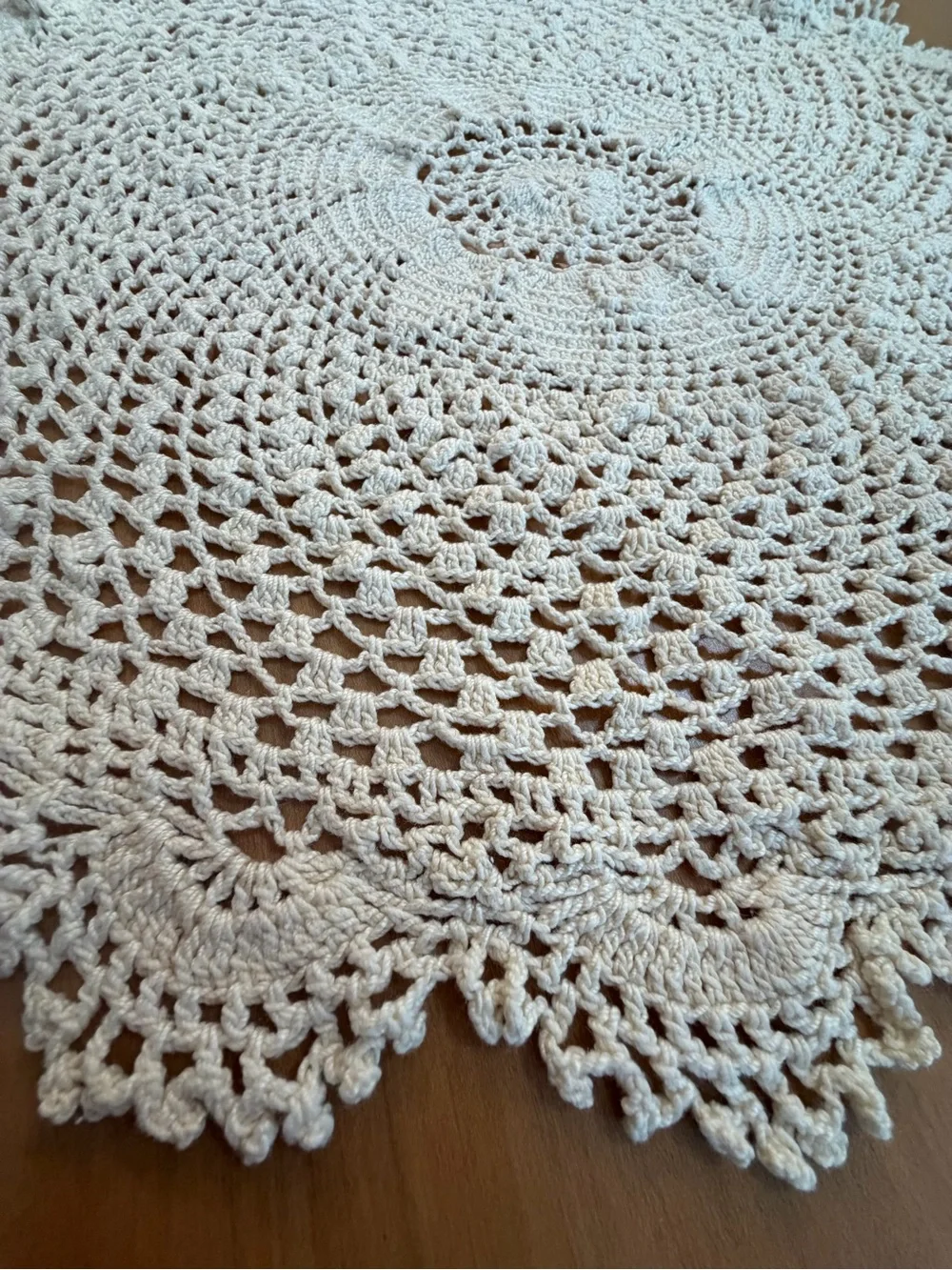 Vintage Hand-Crocheted Ivory Doily 17.5” Round Cottage Table Décor