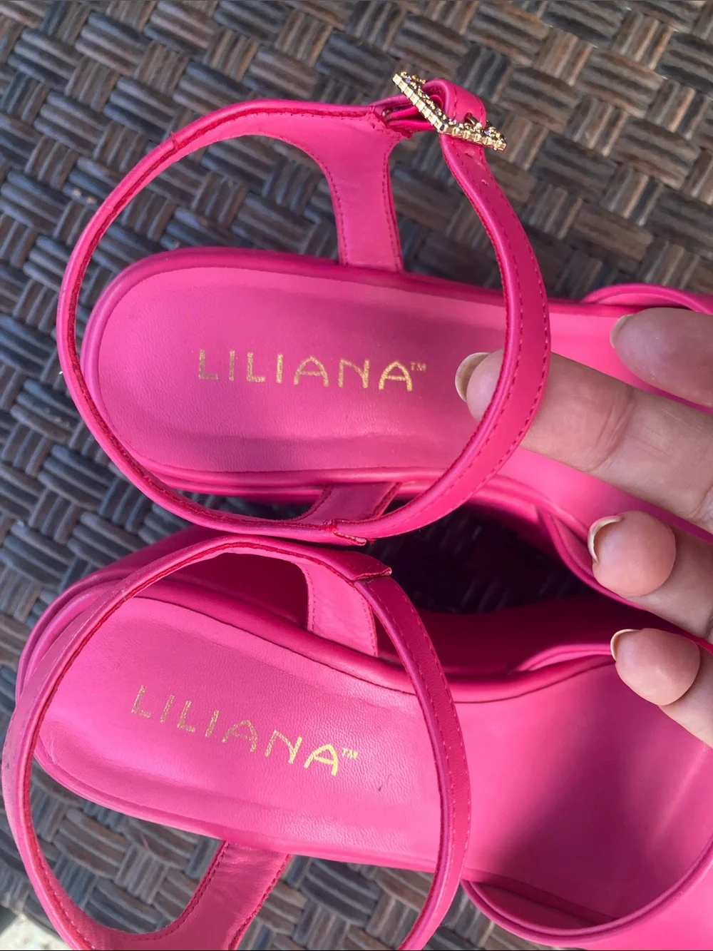 Liliana Bright Pink Chunky Platform Ankle-Strap Sandals
