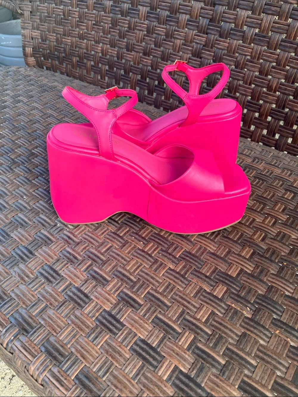 Liliana Bright Pink Chunky Platform Ankle-Strap Sandals